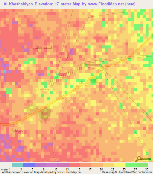 Al Khashabiyah,Saudi Arabia Elevation Map