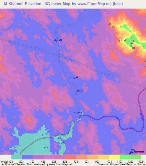 Al Kharma',Saudi Arabia Elevation Map