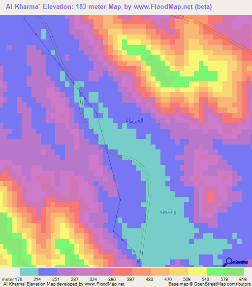 Al Kharma',Saudi Arabia Elevation Map