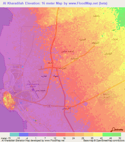 Al Kharadilah,Saudi Arabia Elevation Map