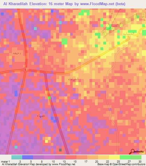 Al Kharadilah,Saudi Arabia Elevation Map