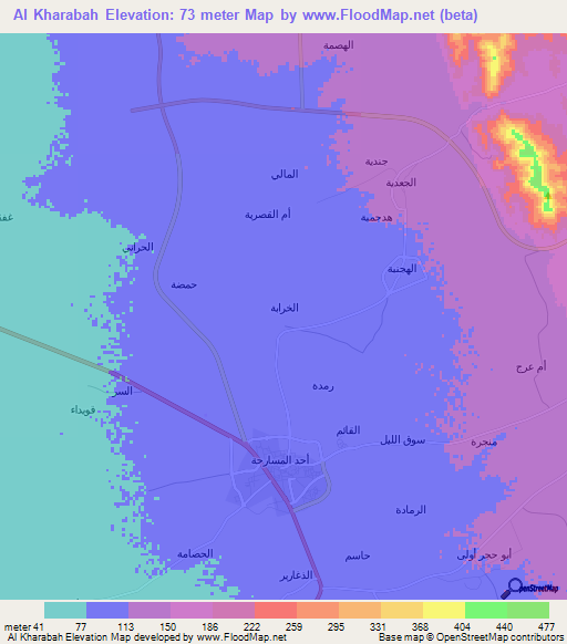 Al Kharabah,Saudi Arabia Elevation Map