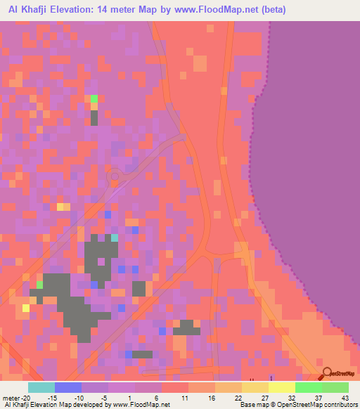 Al Khafji,Saudi Arabia Elevation Map