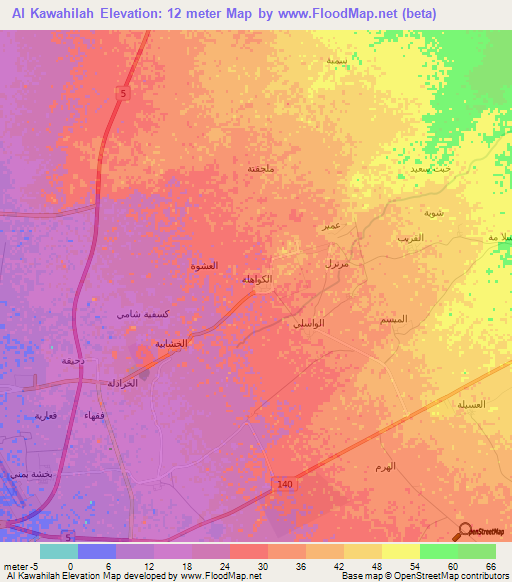 Al Kawahilah,Saudi Arabia Elevation Map