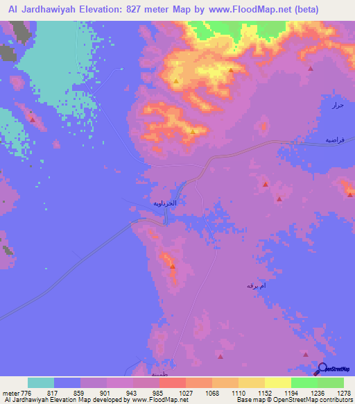 Al Jardhawiyah,Saudi Arabia Elevation Map