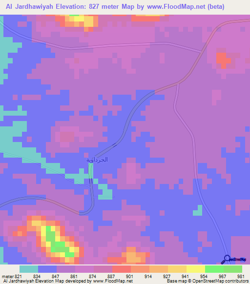 Al Jardhawiyah,Saudi Arabia Elevation Map