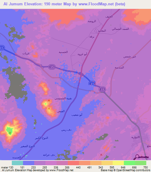 Al Jumum,Saudi Arabia Elevation Map