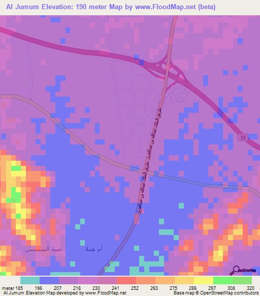 Al Jumum,Saudi Arabia Elevation Map