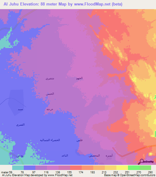 Al Juhu,Saudi Arabia Elevation Map