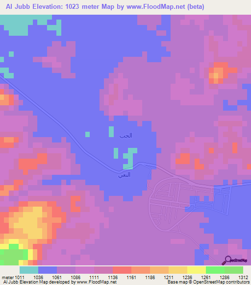 Al Jubb,Saudi Arabia Elevation Map