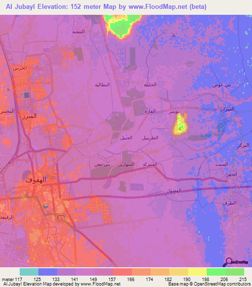 Al Jubayl,Saudi Arabia Elevation Map