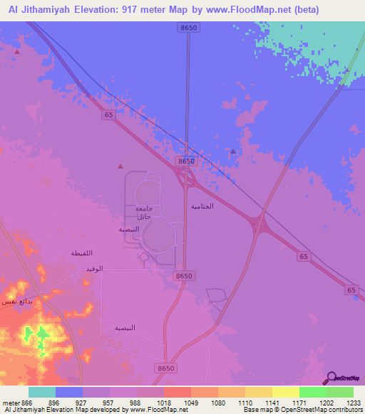 Al Jithamiyah,Saudi Arabia Elevation Map