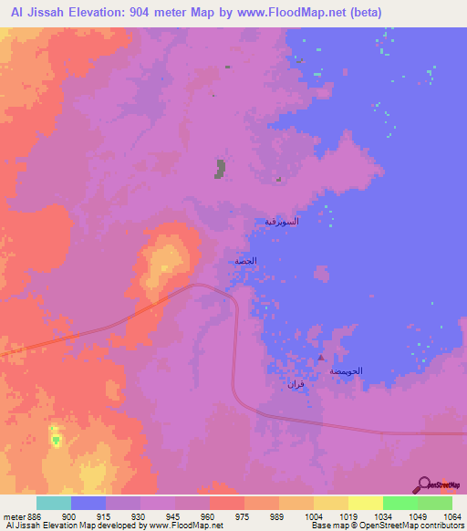 Al Jissah,Saudi Arabia Elevation Map