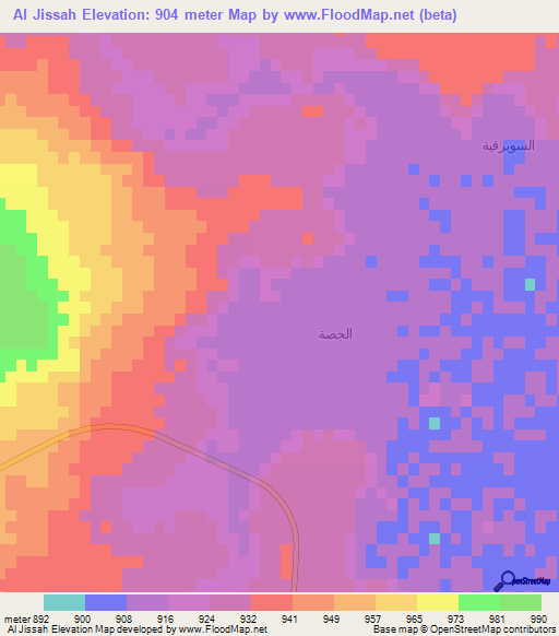 Al Jissah,Saudi Arabia Elevation Map