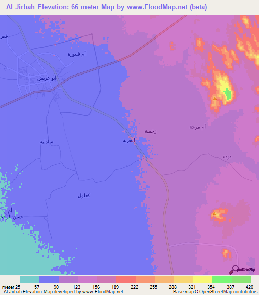 Al Jirbah,Saudi Arabia Elevation Map