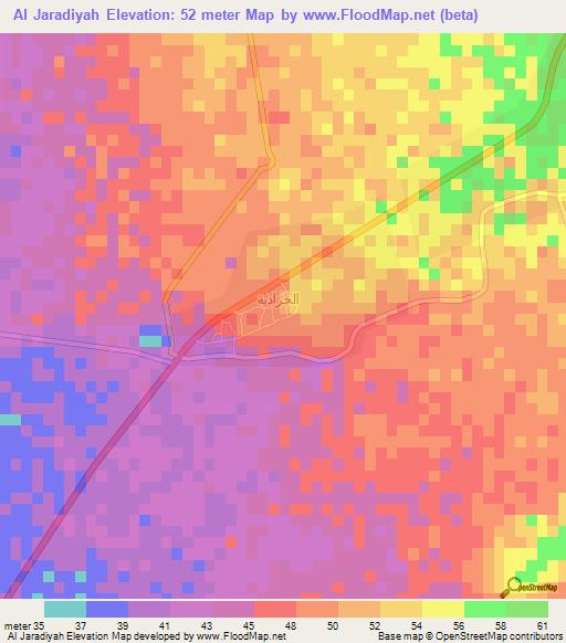 Al Jaradiyah,Saudi Arabia Elevation Map