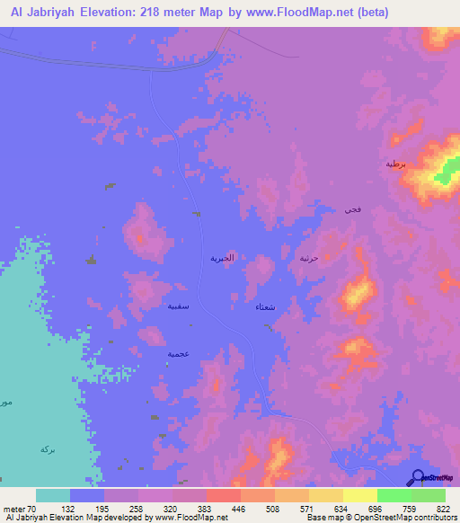 Al Jabriyah,Saudi Arabia Elevation Map