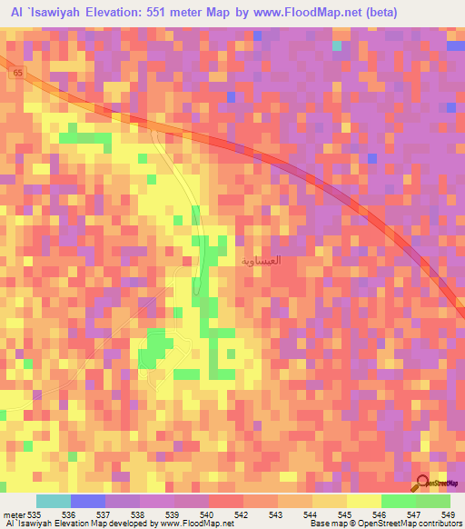 Al `Isawiyah,Saudi Arabia Elevation Map