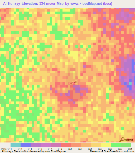 Al Hunayy,Saudi Arabia Elevation Map