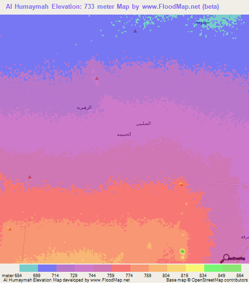 Al Humaymah,Saudi Arabia Elevation Map