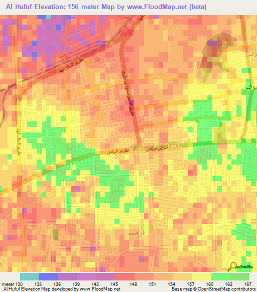 Al Hufuf,Saudi Arabia Elevation Map