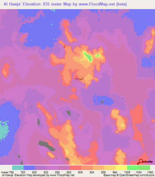 Al Hawja',Saudi Arabia Elevation Map