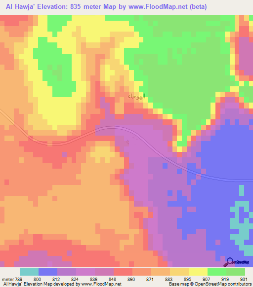 Al Hawja',Saudi Arabia Elevation Map