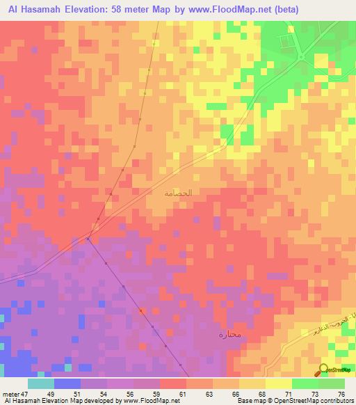 Al Hasamah,Saudi Arabia Elevation Map