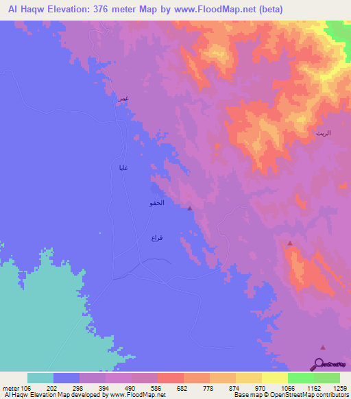 Al Haqw,Saudi Arabia Elevation Map