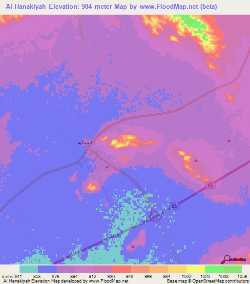 Al Hanakiyah,Saudi Arabia Elevation Map