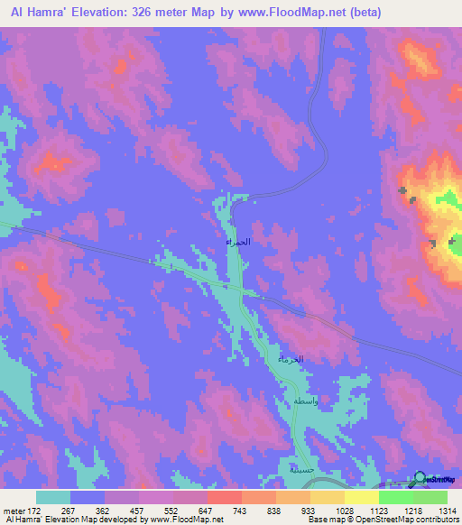 Al Hamra',Saudi Arabia Elevation Map