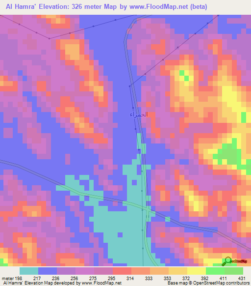 Al Hamra',Saudi Arabia Elevation Map