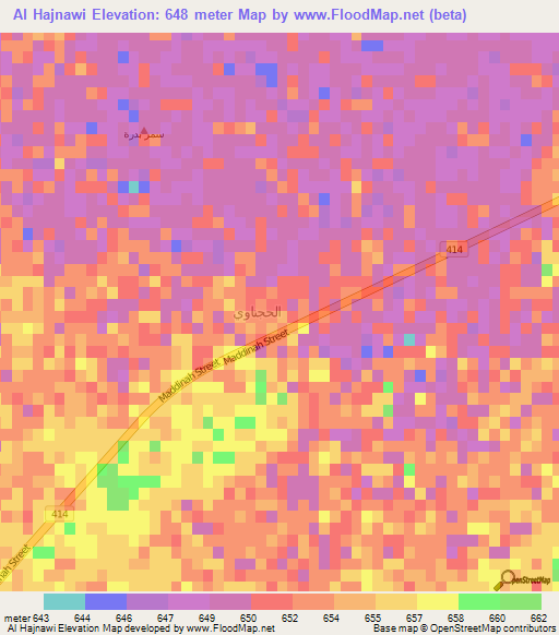 Al Hajnawi,Saudi Arabia Elevation Map