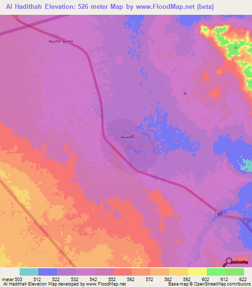 Al Hadithah,Saudi Arabia Elevation Map