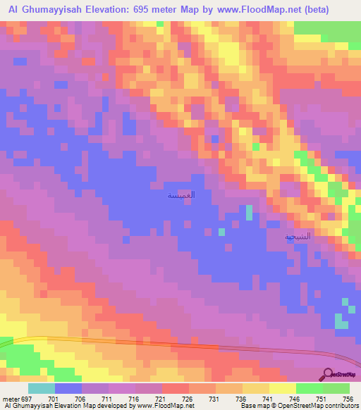 Al Ghumayyisah,Saudi Arabia Elevation Map