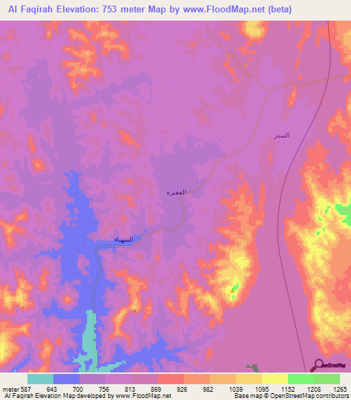 Al Faqirah,Saudi Arabia Elevation Map