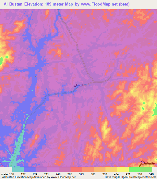 Al Bustan,Saudi Arabia Elevation Map