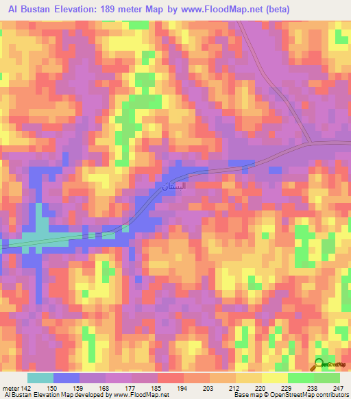 Al Bustan,Saudi Arabia Elevation Map