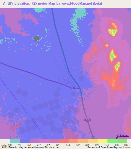 Al Bi'r,Saudi Arabia Elevation Map