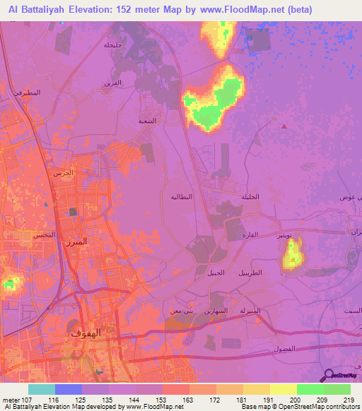 Al Battaliyah,Saudi Arabia Elevation Map