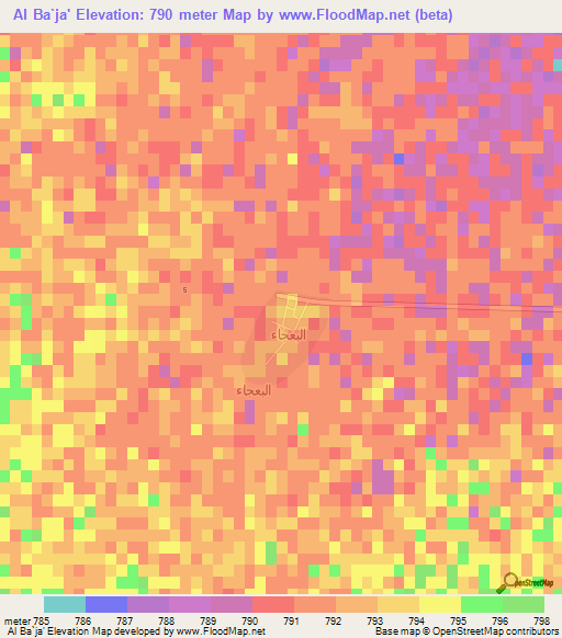 Al Ba`ja',Saudi Arabia Elevation Map