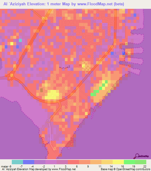 Al `Aziziyah,Saudi Arabia Elevation Map
