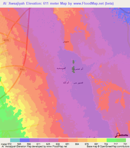 Al `Awsajiyah,Saudi Arabia Elevation Map