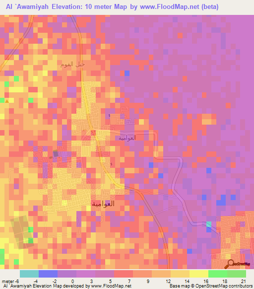 Al `Awamiyah,Saudi Arabia Elevation Map