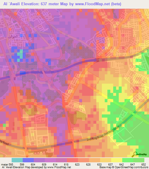 Al `Awali,Saudi Arabia Elevation Map