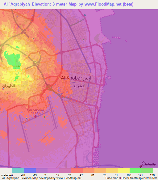 Al `Aqrabiyah,Saudi Arabia Elevation Map