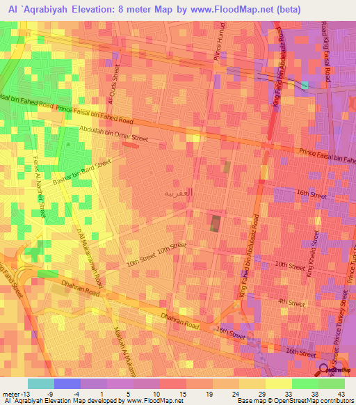 Al `Aqrabiyah,Saudi Arabia Elevation Map