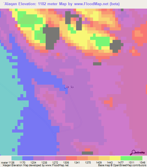 `Alaqan,Saudi Arabia Elevation Map