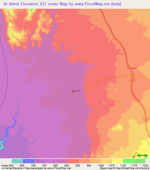 Al Akhal,Saudi Arabia Elevation Map