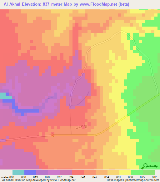 Al Akhal,Saudi Arabia Elevation Map